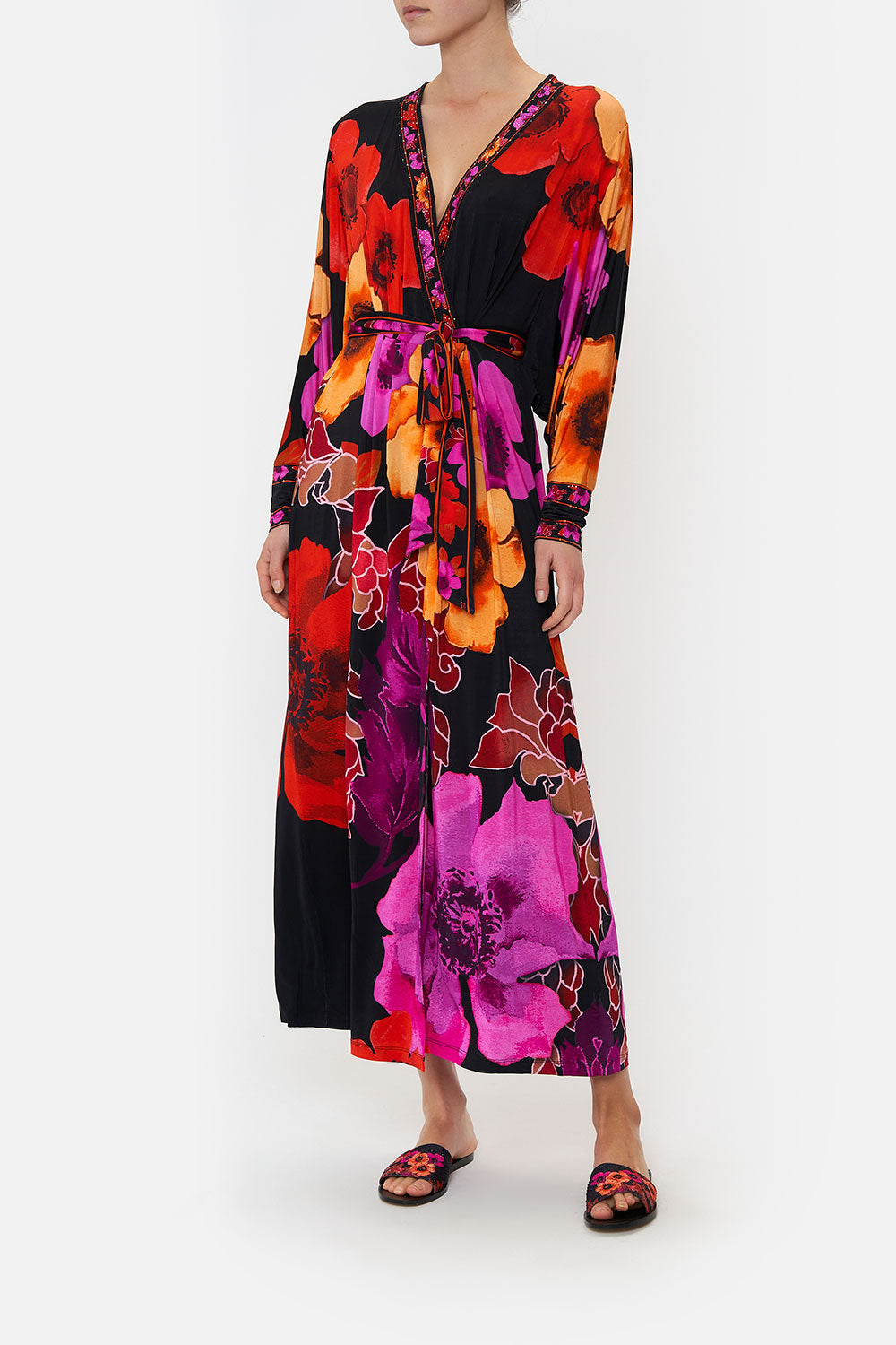 JERSEY WRAP DRESS WITH EXAGGERATED ...
